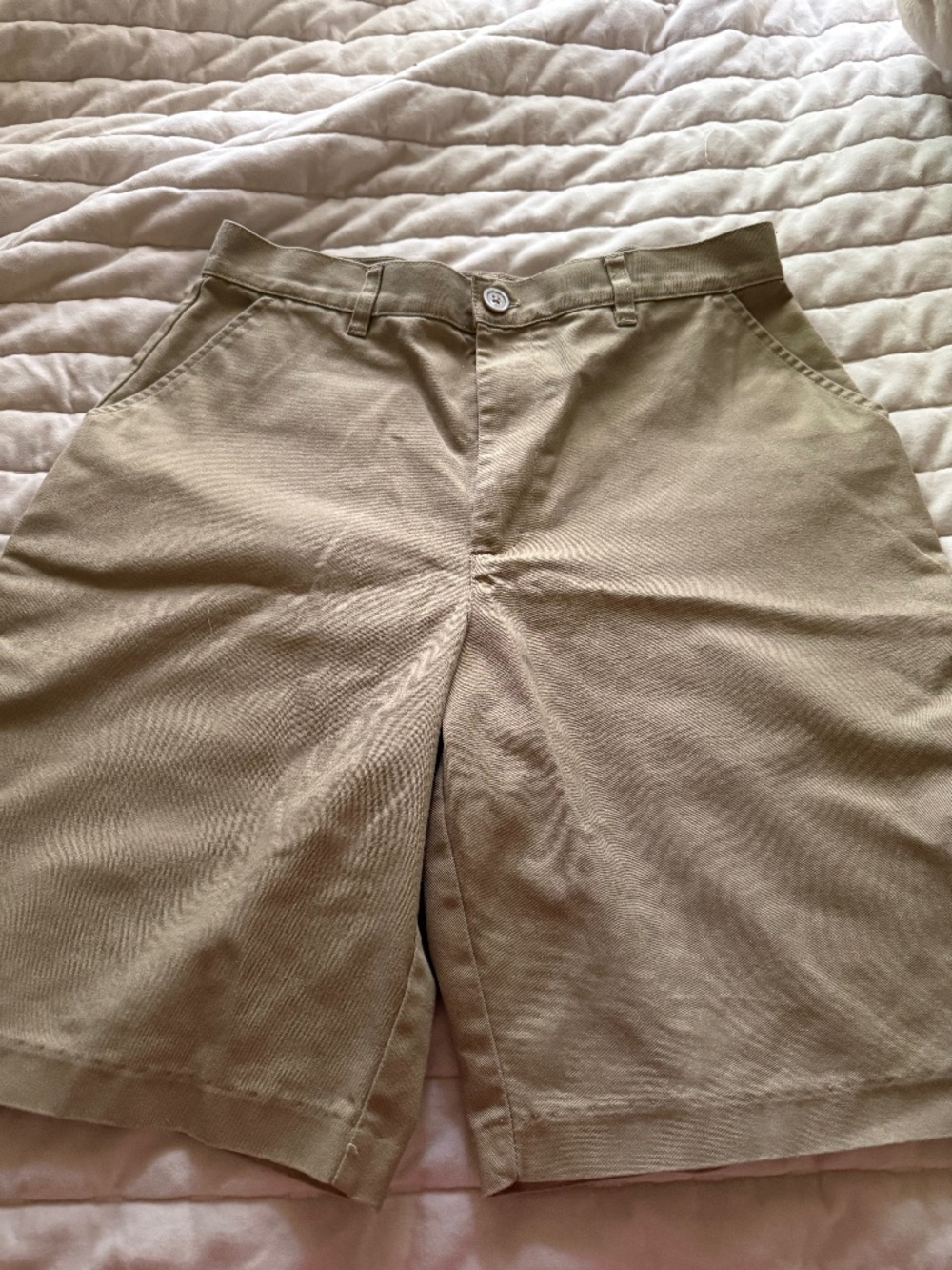 real school shorts tan 32 cotton/poly